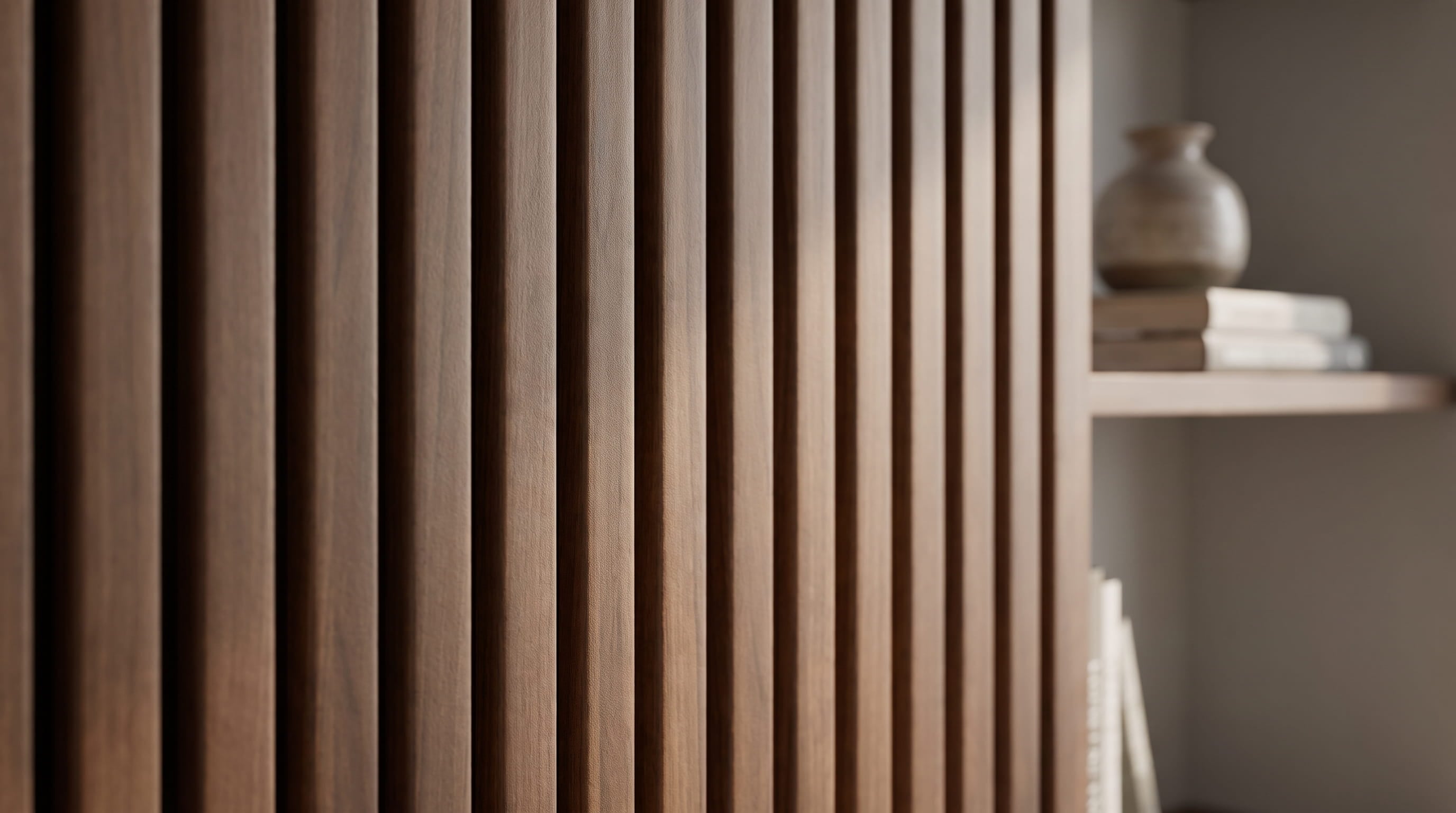 Premium Materials - Fluted Walnut Panel | Material Interior Modern Interiors Surabaya & Gresik
