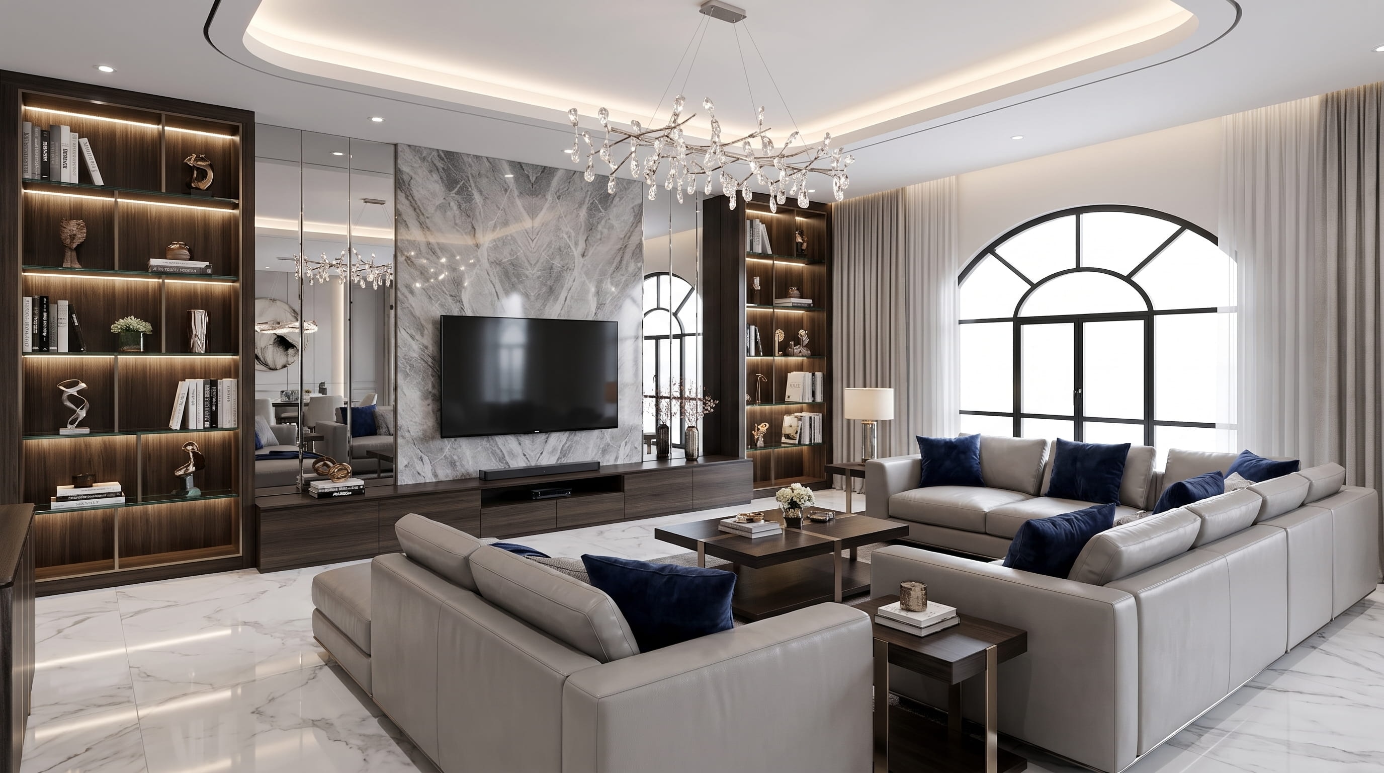Modern Minimalist Luxury – Living Room Suite karya Modern Interiors Surabaya