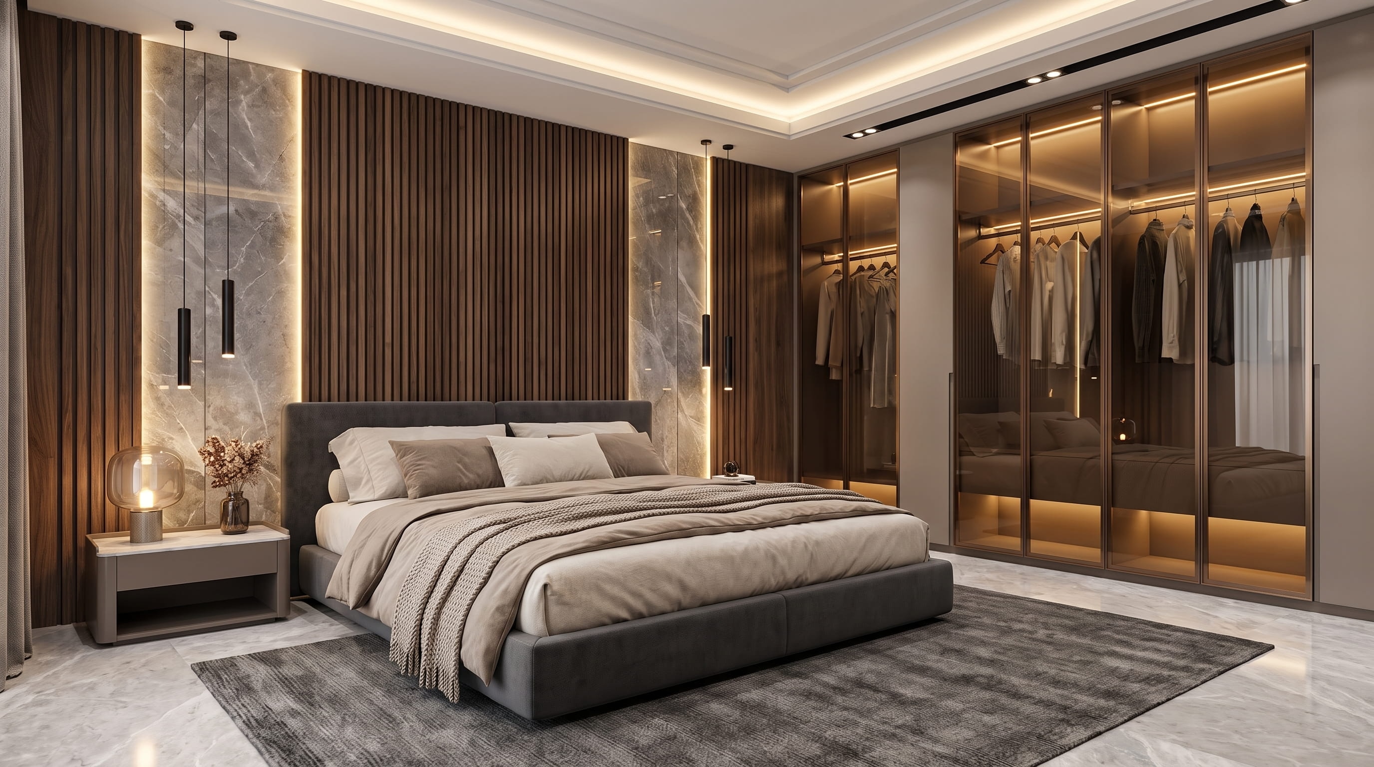 Contemporary Sanctuary & Bespoke Millwork – Master Bedroom Suite karya Modern Interiors Surabaya